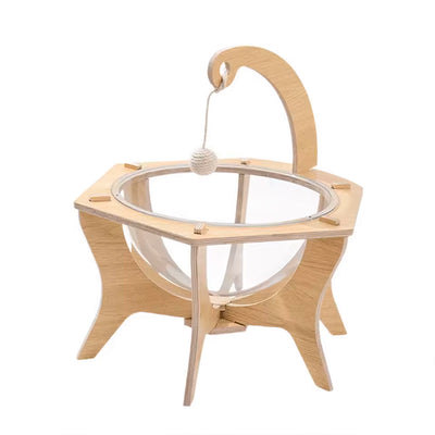 cama para gatos con madera y acrilico