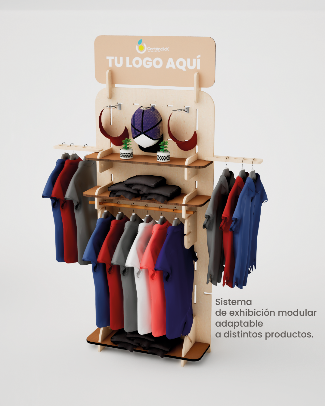 Exhibidor para Ferias | Panel Modular Híbrido Cartón + Plywood para Productos
