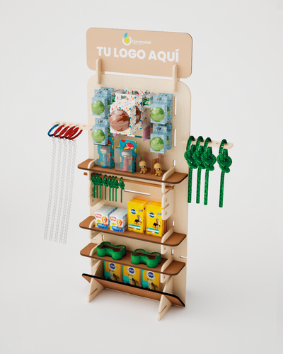 Exhibidor para Ferias | Panel Modular Híbrido Cartón + Plywood para Productos