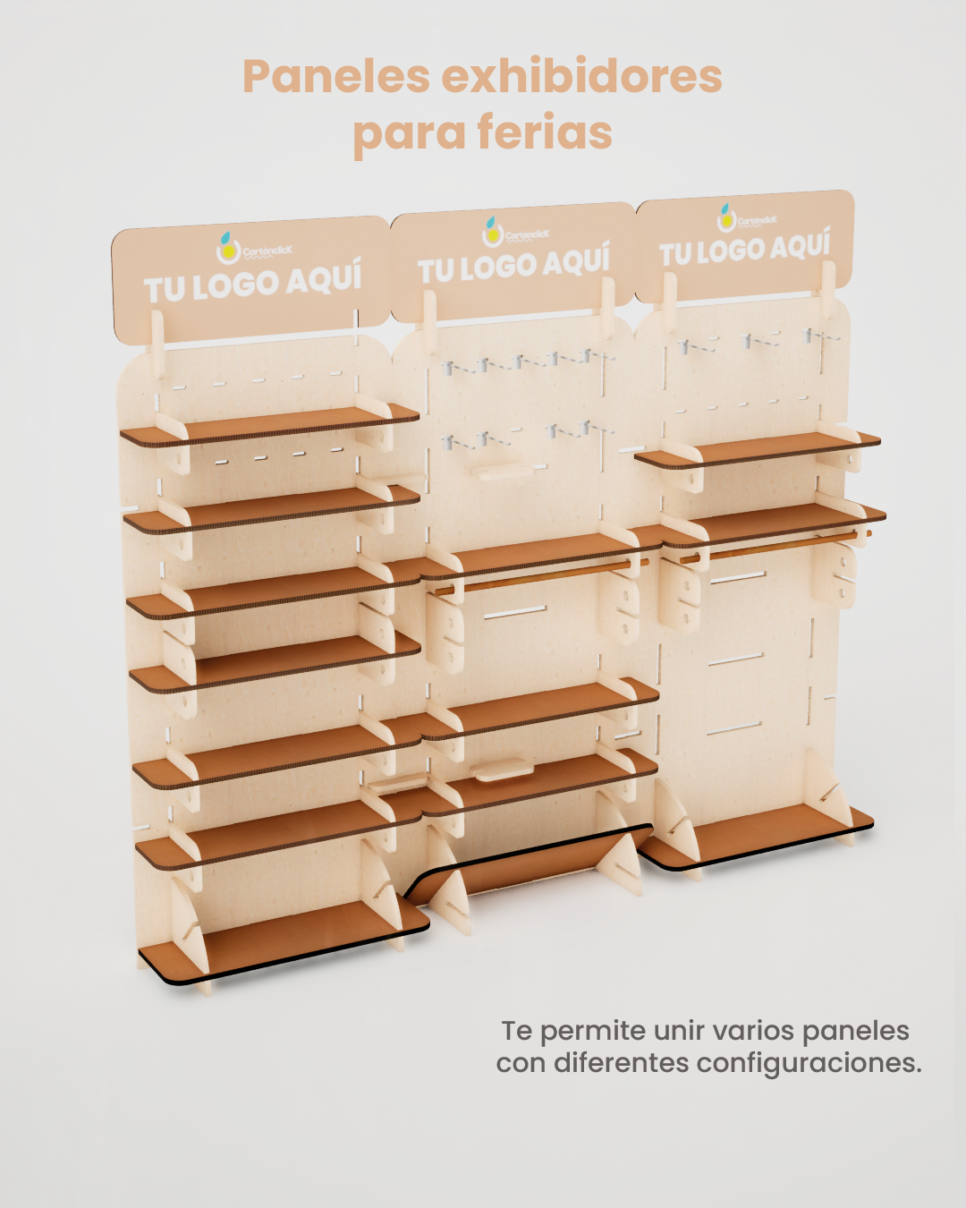 Exhibidor para Ferias | Panel Modular Híbrido Cartón + Plywood para Productos