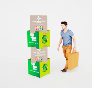 Totem Publicitario en Forma de Cubos