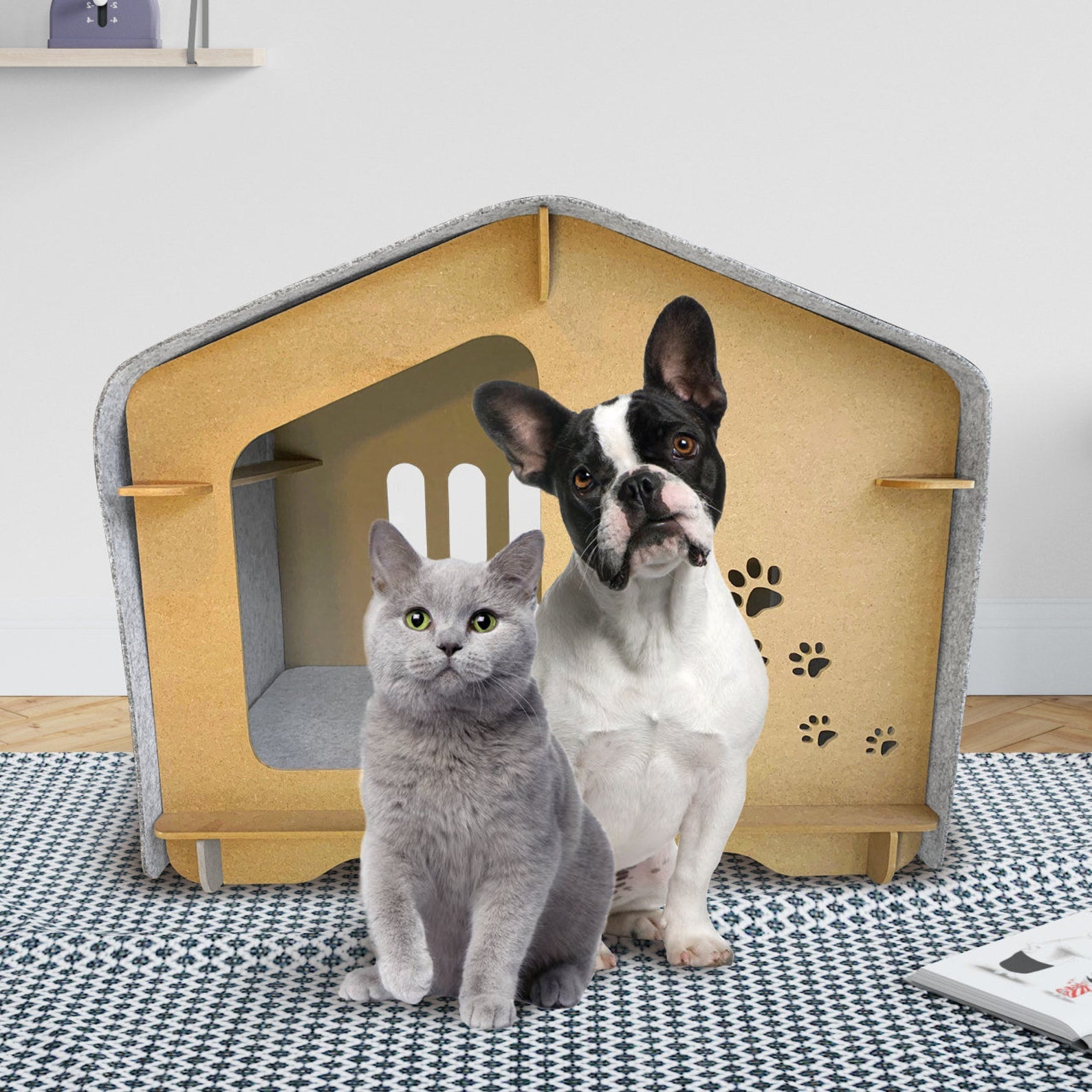 Caseta Para Perros Y Gatos Tamaño M - 50x38 Cm, Gris Ceniza, Tela Oxford, Fácil De Limpiar Y Transportar