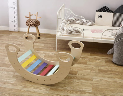 Cama mecedora de madera para niños